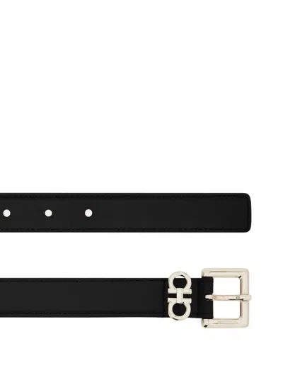 Ferragamo Fixed Belt With Double Hooks In Black