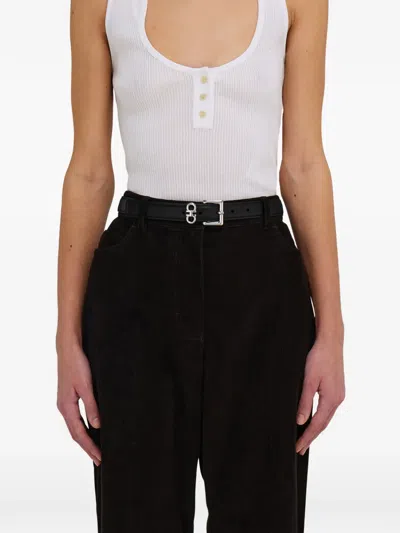 Ferragamo Fixed Belt With Double Hooks In Black