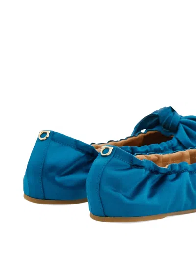 Ferragamo Bow Embellished Ballet Flat In Blue