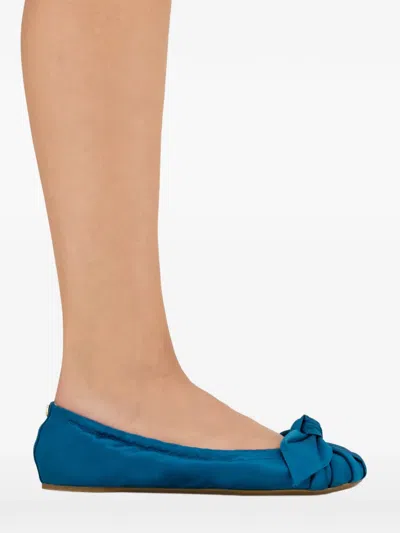 Ferragamo Bow Embellished Ballet Flat In Blue