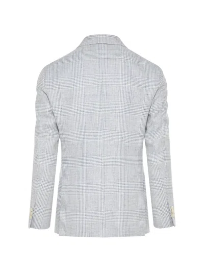 Lardini Checked Single-breasted Blazer In Gray