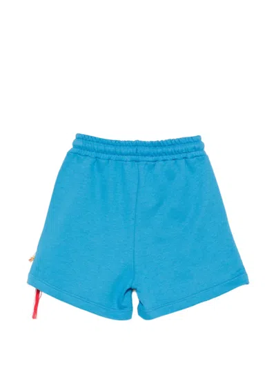 Msgm Logo-embroidered Drawstring Shorts In Blue