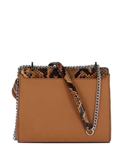 Lancel Ninon Python Flap Cross Body Bag In Brown