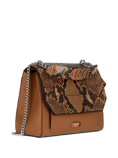 Lancel Ninon Python Flap Cross Body Bag In Brown