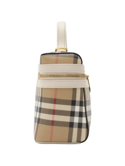 Burberry Coated Canvas Vanity Case With Check Pattern In Nude