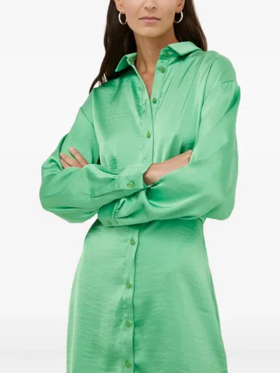 Samsoe & Samsoe Buttoned Collared Mini Dress In Green