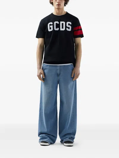 Gcds Man T-shirt Z0mlqc106j101 999r Regular Loose Ss T-shirt Black Red In Black