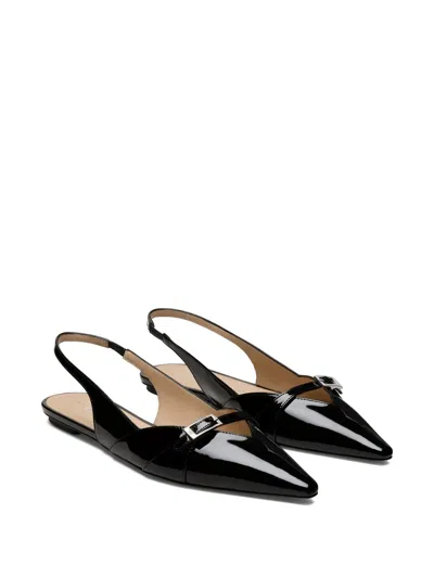 Stuart Weitzman Pointed-toe Flat Sandals In Black