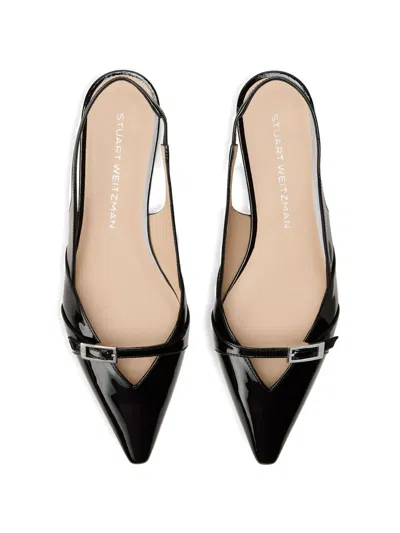 Stuart Weitzman Pointed-toe Flat Sandals In Black