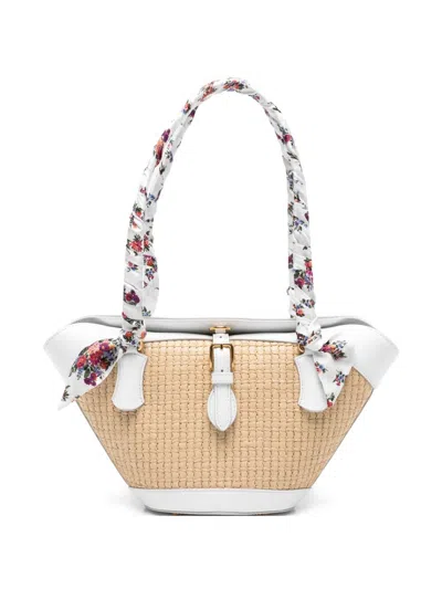 Dolce & Gabbana Borsa A Spalla Coffa Capri In Rafia Con Stampa Floreale Dolce E Gabbana In Nude