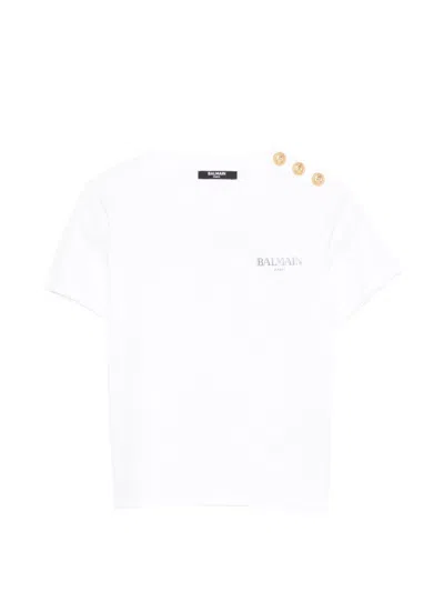 Balmain Button T-shirt In White