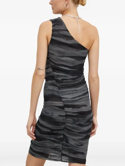 Samsoe & Samsoe One-shoulder Ruched Mini Dress In Gray