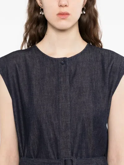 Less Belted Denim Vest In Blue