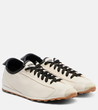 Jacquemus Les Tennis Leather-trimmed Canvas Sneakers In Neutral