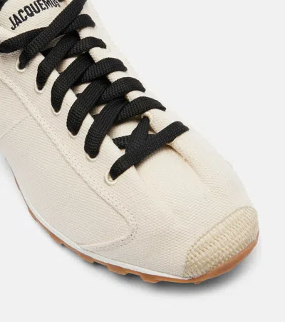Jacquemus Les Tennis Leather-trimmed Canvas Sneakers In Neutral