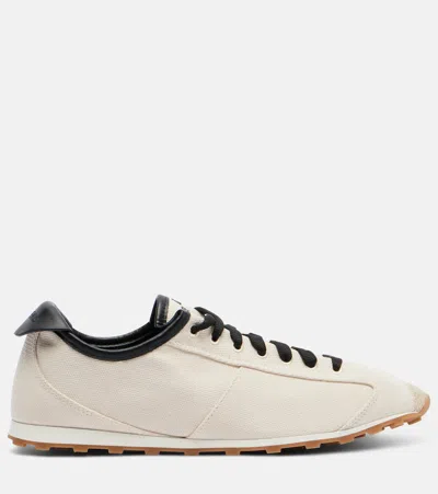 Jacquemus Les Tennis Leather-trimmed Canvas Sneakers In Neutral