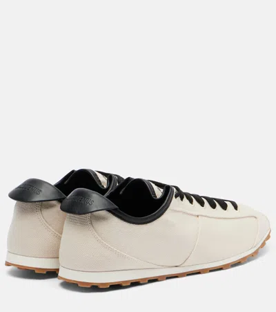 Jacquemus Les Tennis Leather-trimmed Canvas Sneakers In Neutral