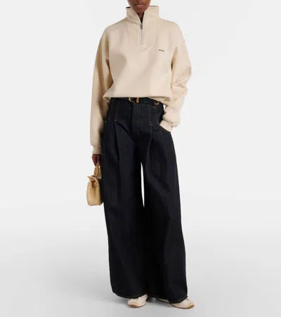 Jacquemus Les Tennis Leather-trimmed Canvas Sneakers In Neutral