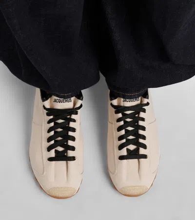 Jacquemus Les Tennis Leather-trimmed Canvas Sneakers In Neutral