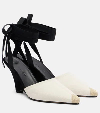 Jacquemus The High Espadrilles Colorblocked Wedge Mules In Black