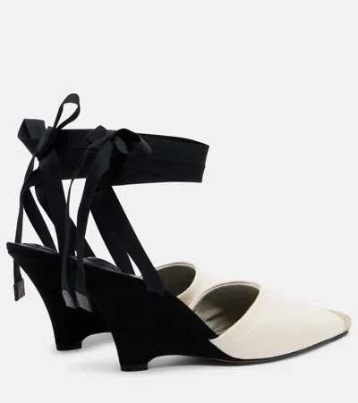 Jacquemus The High Espadrilles Colorblocked Wedge Mules In Black