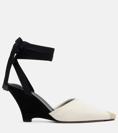 Jacquemus The High Espadrilles Colorblocked Wedge Mules In Black