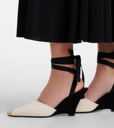 Jacquemus The High Espadrilles Colorblocked Wedge Mules In Black