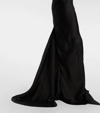 Rick Owens Panelled Satin Midi Slip Dress In Black