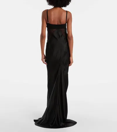 Rick Owens Panelled Satin Midi Slip Dress In Black