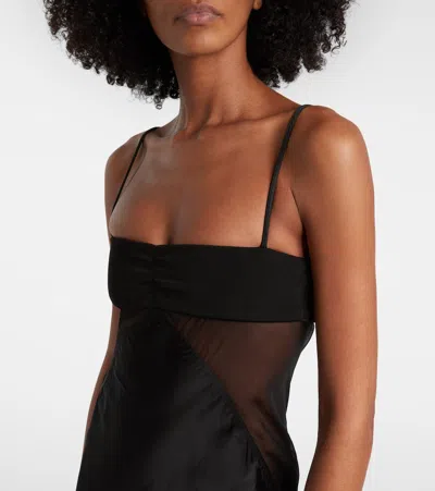 Rick Owens Panelled Satin Midi Slip Dress In Black