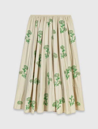 Maje Embroidered Technical Skirt In Neutral