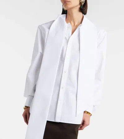Saint Laurent Tie-neck Cotton Poplin Blouse In Multi
