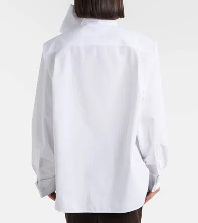Saint Laurent Tie-neck Cotton Poplin Blouse In Multi