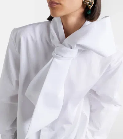 Saint Laurent Tie-neck Cotton Poplin Blouse In Multi