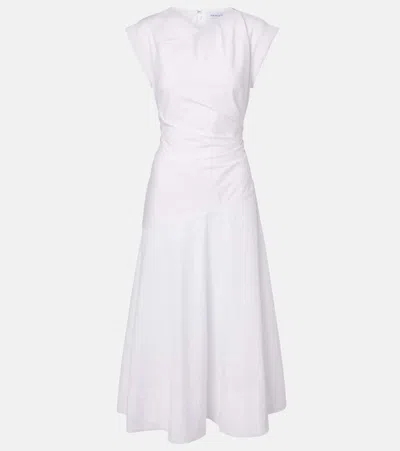 Veronica Beard Lisette Gathered Cotton-blend Poplin Midi Dress In White