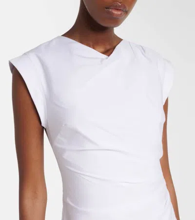 Veronica Beard Lisette Gathered Cotton-blend Poplin Midi Dress In White