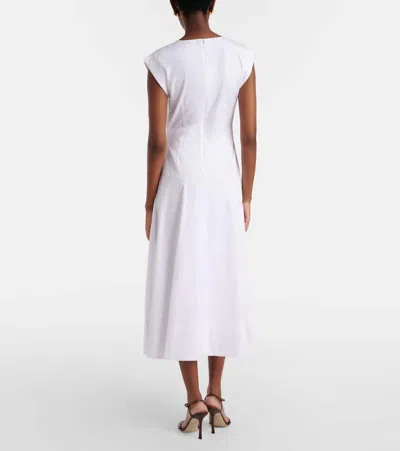 Veronica Beard Lisette Gathered Cotton-blend Poplin Midi Dress In White