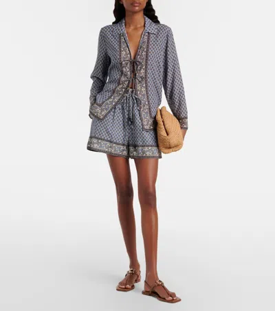 Veronica Beard Eva Printed Blouse In Multi