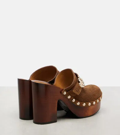 Gucci Damen-clog Mit Plateausohle Und Doppel G In Brown