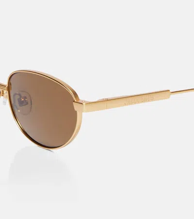 Jacquemus Logo-print Sunglasses In Gold