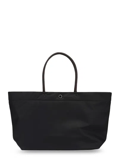 Tory Burch Ella Twisted Black Tote Bag With Logo On The Front In Ecoleather Woman