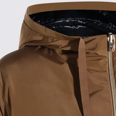 Herno Dark Camel Down Jacket In Brown
