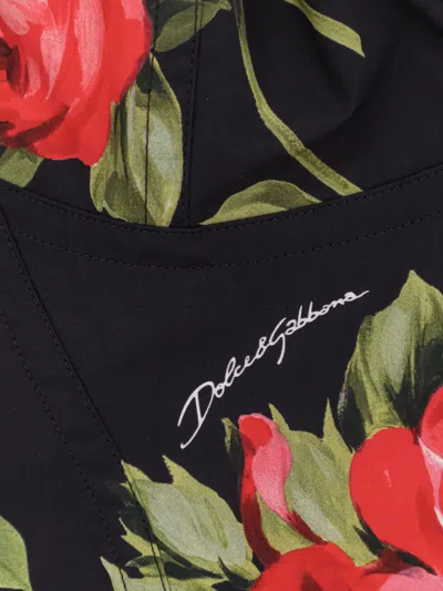 Dolce & Gabbana Top Nero In Seta Con Stampa Floreale Dolce E Gabbana In Black