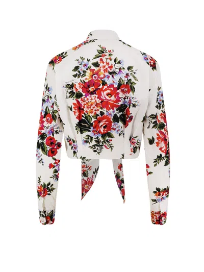 Dolce & Gabbana Cotton Shirt With A Bouquet Of Flowers Print Shirts White In Multi