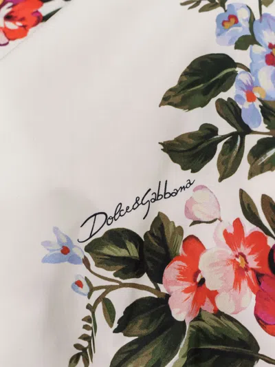 Dolce & Gabbana Cotton Shirt With A Bouquet Of Flowers Print Shirts White In Multi