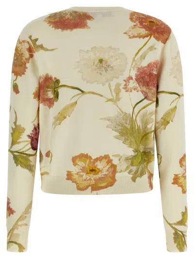 Carolina Herrera Floral Print Cardigan Sweaters And Cardigans White In Multi