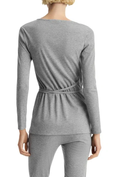 Mango Wrap Rib Cardigan In Gray