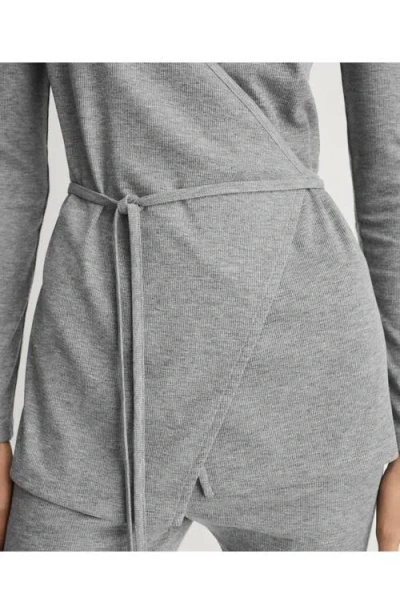 Mango Wrap Rib Cardigan In Gray