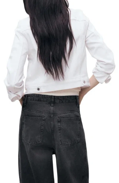 Mango Pockets Denim Jacket In White