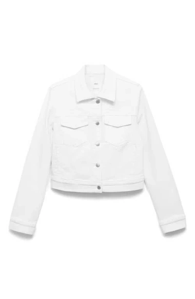 Mango Pockets Denim Jacket In White